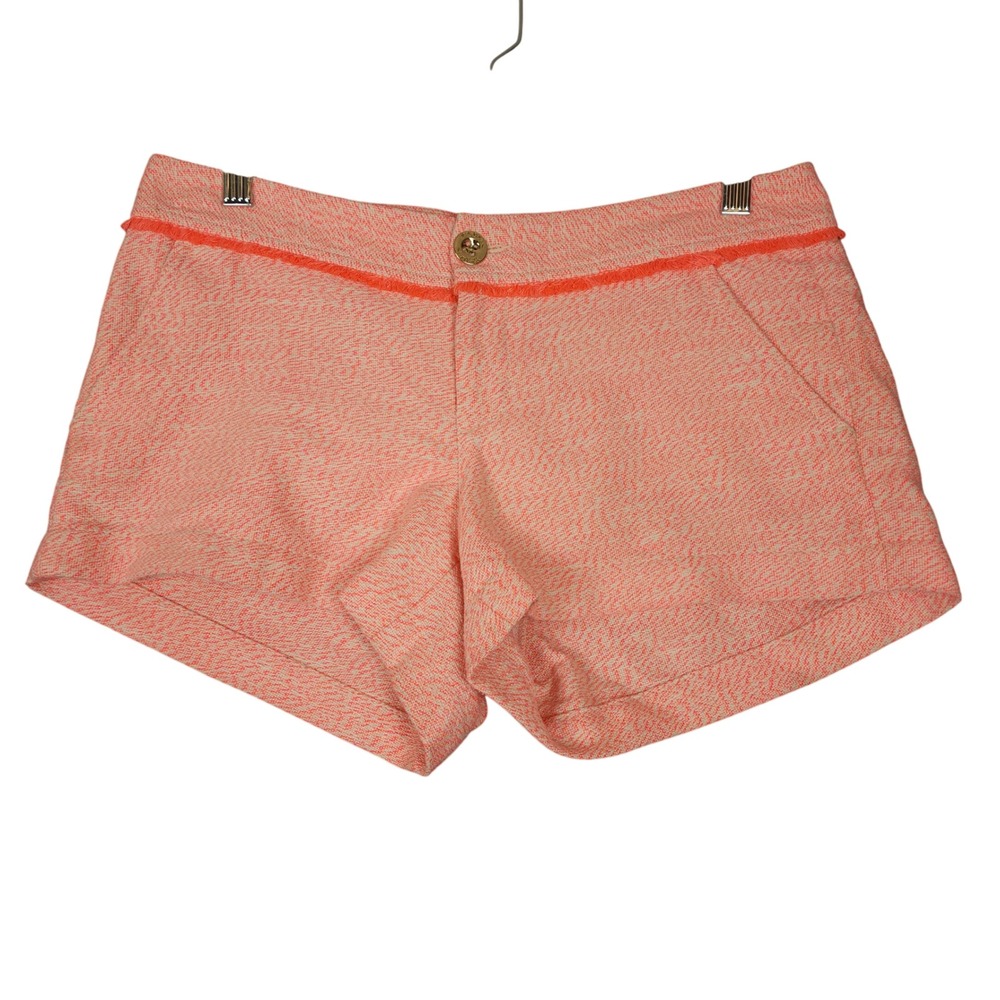 Lilly Pulitzer‎ Coral Tweed Shorts Size 2 Textured Button Fly Casual